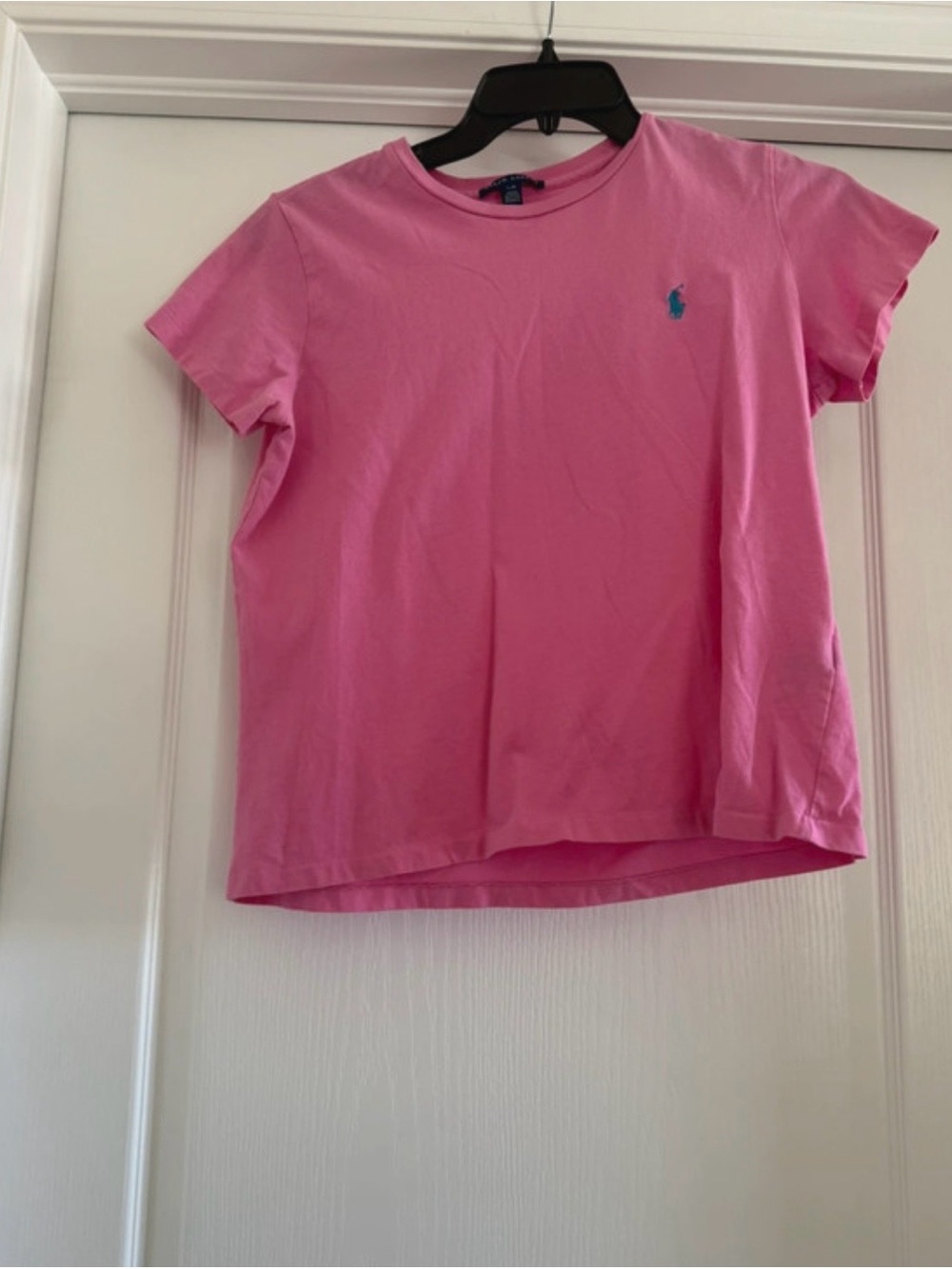 Ralph Lauren Kids Bright Pink Short Sleeve Tee with Blue Logo